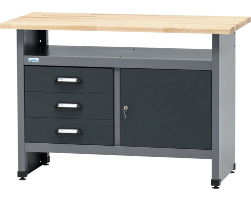 Établi Küpper 1200 x 840 x 600 mm 3 tiroirs 1 porte gris