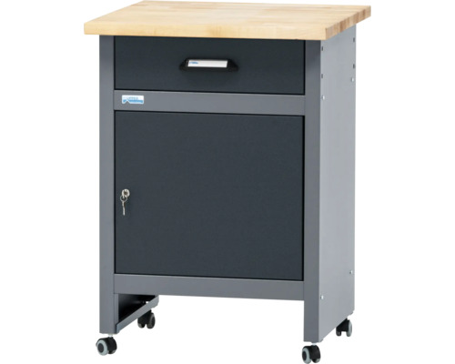 Table d'appoint Küpper 600 x 840 x 600 mm 1 porte 1 tiroir gris, à roulettes Table d'appoint Küpper 600 x 840 x 600 mm 1 porte 1 tiroir gris, à roulettes