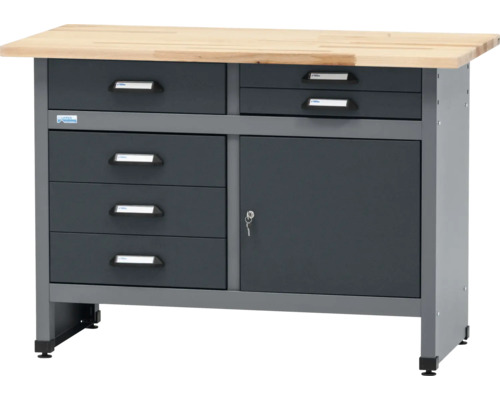 Établi Küpper 1200 x 840 x 600 mm 6 tiroirs 1 porte gris