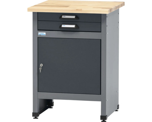 Table d'appoint Küpper 600 x 840 x 600 mm 2 tiroirs 1 porte gris