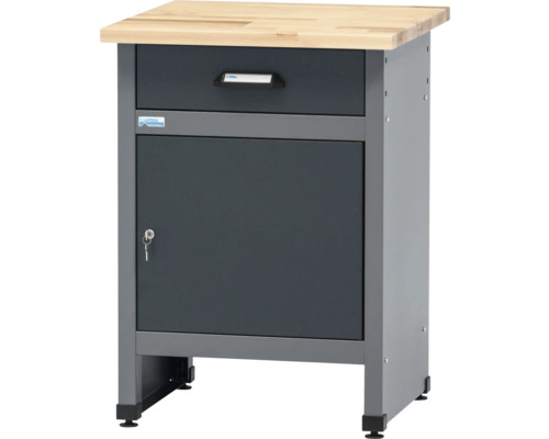 Table d'appoint Küpper 600 x 840 x 600 mm 1 porte 1 tiroir gris