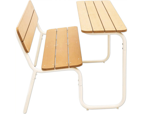 Table pique-nique Soullmate, 2 sièges, module de banc avec table plastique, métal, beige Bureau avec chaise en bois et métal