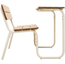 Ensemble de jardin composé d''une chaise et d''une table en métal et en bois