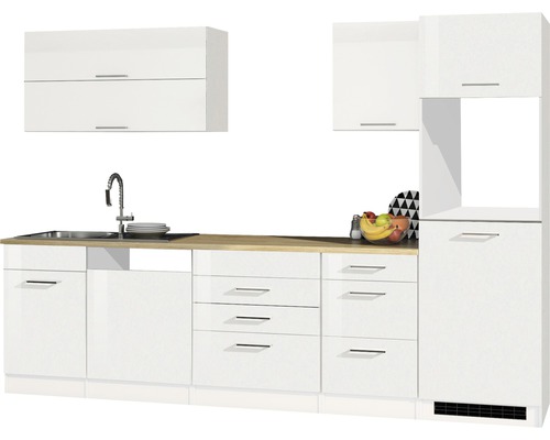 Held Möbel Küchenzeile Mailand 300 cm weiß hochglanz zerlegt