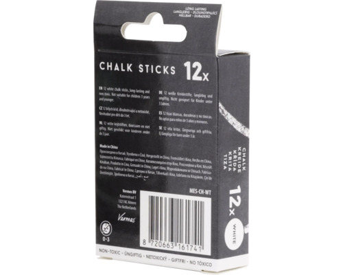 Paquet de douze bâtons de craie blanche, ne convient pas aux enfants de moins de trois ans