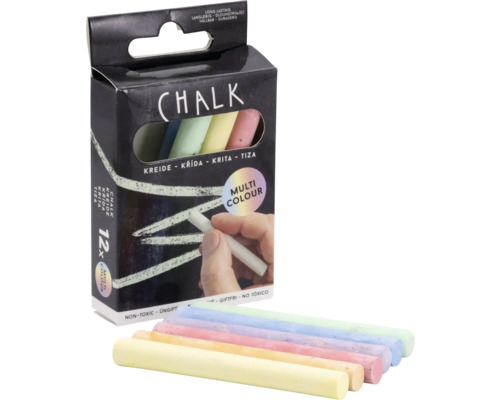 Craie pour tableau Ø 9-9,5mm multicolore 12 couleurs Paquet de craies multicolores, 12 pièces