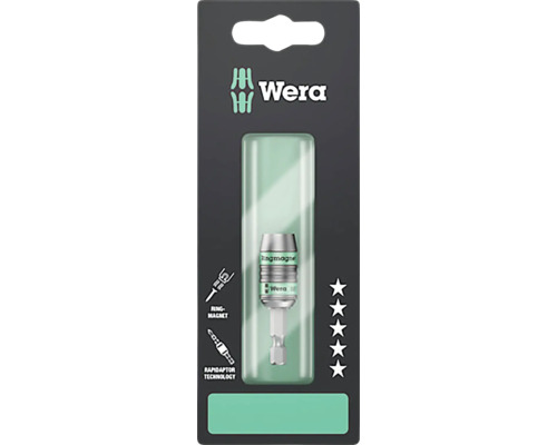 Logo Wera, porte-embout magnétique annulaire avec technologie Rapidaptor en emballage