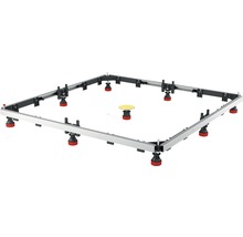 Quadratischer Duschwannenrahmen mit verstellbaren Füßen.