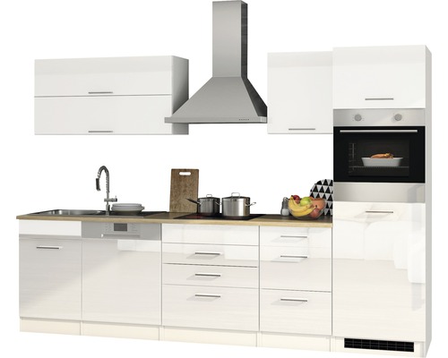 Moderne Küche mit Spüle, Herd, Backofen und Dunstabzugshaube