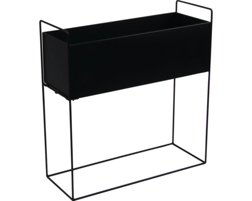 Jardinière noire en métal avec support