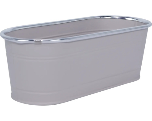 Rechteckiger Pflanzkübel aus Metall mit silberfarbenem Rand