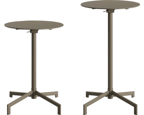 Deux tables hautes avec plateaux ronds et cadres