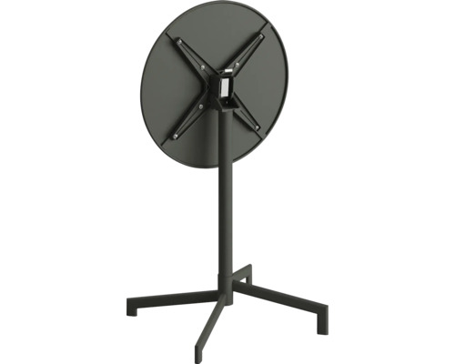 Table pliante avec plateau rond et piètement croisé