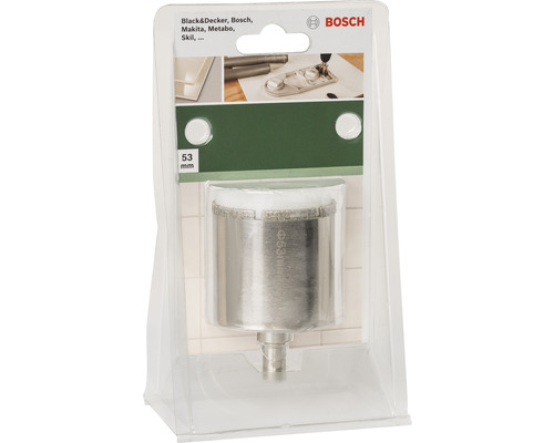 Scie trépan pour carrelage Bosch avec un diamètre de 53 millimètres dans son emballage
