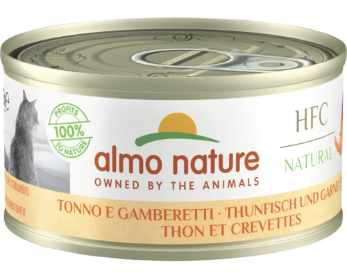 Almo Nature HFC Natural Katzenfutter mit Thunfisch und Garnele in Dose