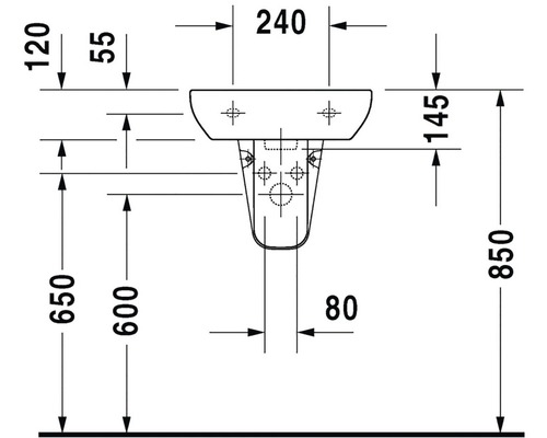 Dessin technique d''un lavabo avec dimensions