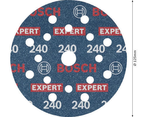 Papier abrasif excentrique Bosch Expert M480, grain 240, diamètre 125 mm