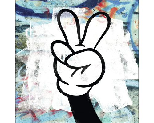 Illustration d''une main faisant un signe de paix sur un fond de graffitis