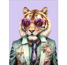 Glasbild Tiger With Glasses 60x80 cm