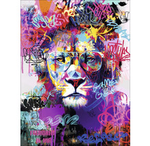 Toile décorative avec lion graffiti et lunettes