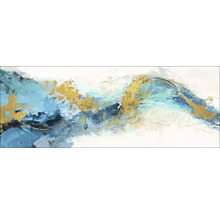 Abstraktes Gemälde mit goldenen und blauen Farbakzenten