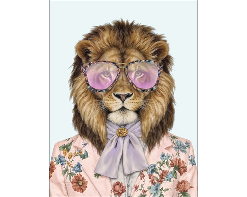 Leinwandbild Lion With Glasses I 57x77 cm