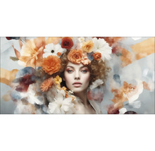 Leinwandbild Flowers On Her Head 100x50 cm