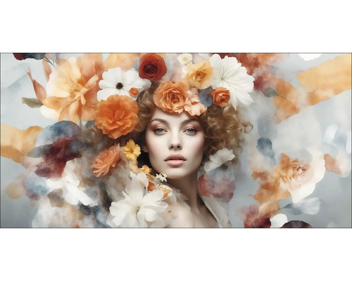 Leinwandbild Flowers On Her Head 100x50 cm