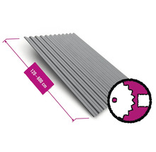 Tôle ondulée grise avec indication de longueur entre 120 et 600 centimètres