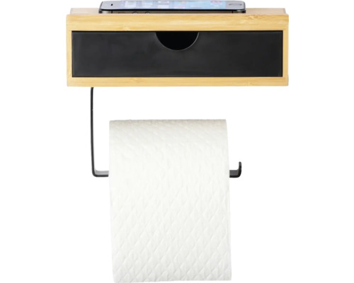 Toilettenpapierhalter mit Ablage und Schublade aus Bambus