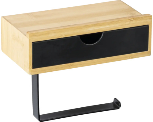 Toilettenpapierhalter aus Bambus mit Ablage und Schublade