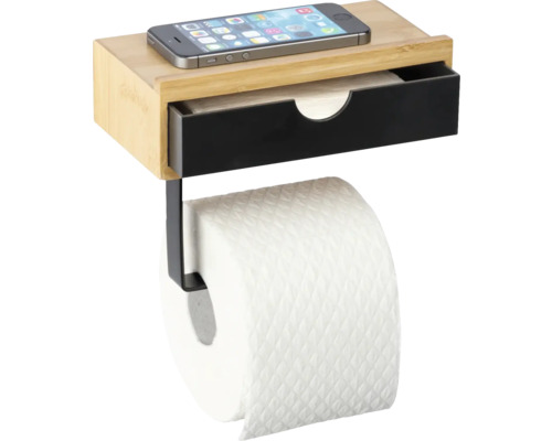Toilettenpapierhalter mit Ablage für Smartphone und Fach für Feuchttücher
