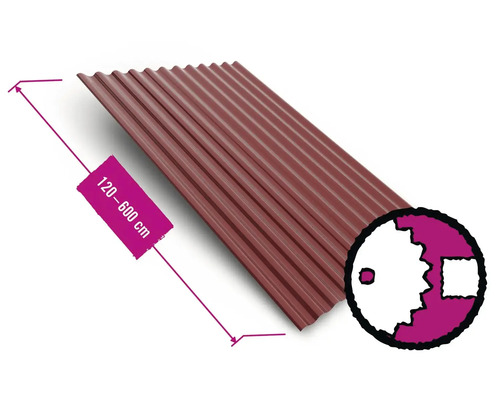 Trapezblech mit einer Länge von 120 bis 600 cm.