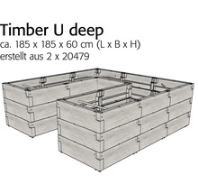 U-förmiges Hochbeet aus Holz, circa 185 x 185 x 60 cm