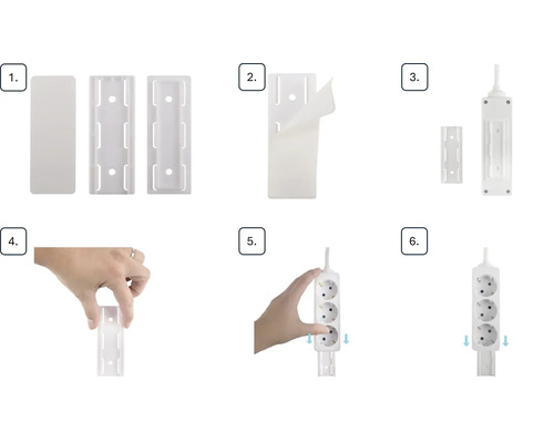 Instructions pour le montage d''une multiprise avec des bandes adhésives