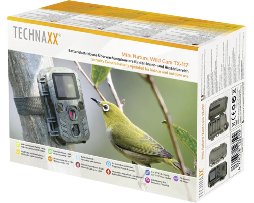 Verpackung einer Technaxx Mini Natur Wild Cam TX-117 Wildtierkamera