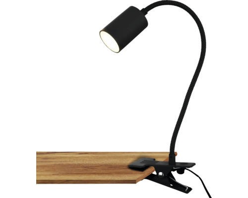 Schreibtischleuchte mit Klemme auf einer Holzplatte