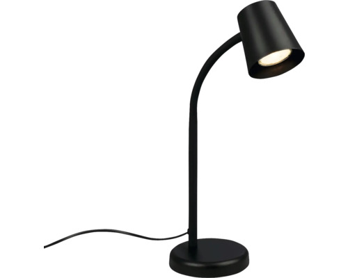 Schwarze Schreibtischlampe mit rundem Fuß und verstellbarem Arm
