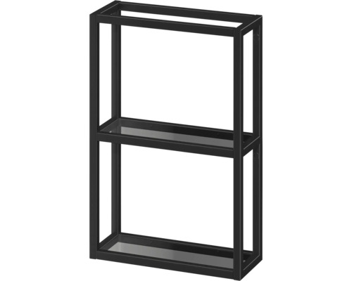 Étagère murale Cersanit ZEN lxhxp 39,5 x 59,5 x 15 cm couleur de façade noir Étagère avec deux tablettes
