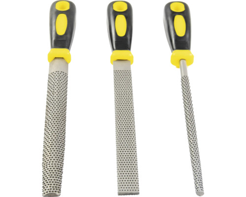 Trois râpes à bois avec manche