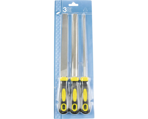 Lot de trois limes avec poignées sous blister