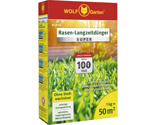 Emballage d''engrais longue durée pour gazon Wolf Garten Super