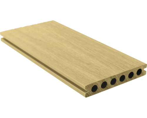 Lame de terrasse en composite bois avec profilé à chambre creuse