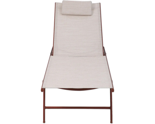Chaise longue de jardin avec coussin de tête et structure métallique