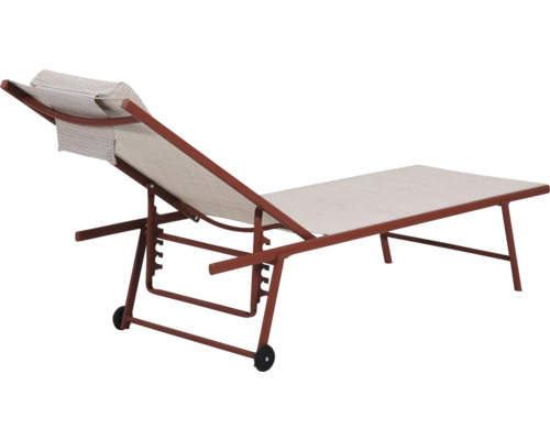 Chaise longue de jardin avec dossier réglable et roulettes