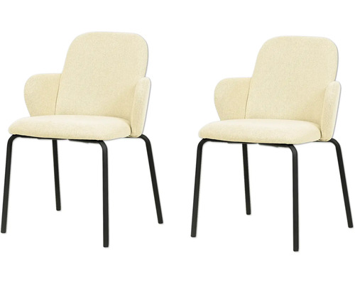 Deux fauteuils avec revêtement textile et pieds en métal
