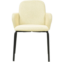 Chaise rembourrée avec accoudoirs et cadre en métal noir