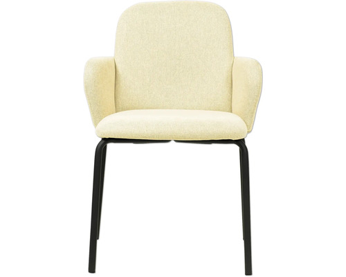 Chaise rembourrée avec accoudoirs et cadre en métal noir