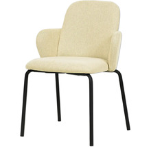 Chaise rembourrée avec accoudoirs et cadre en métal noir