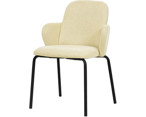 Chaise rembourrée avec accoudoirs et cadre en métal noir